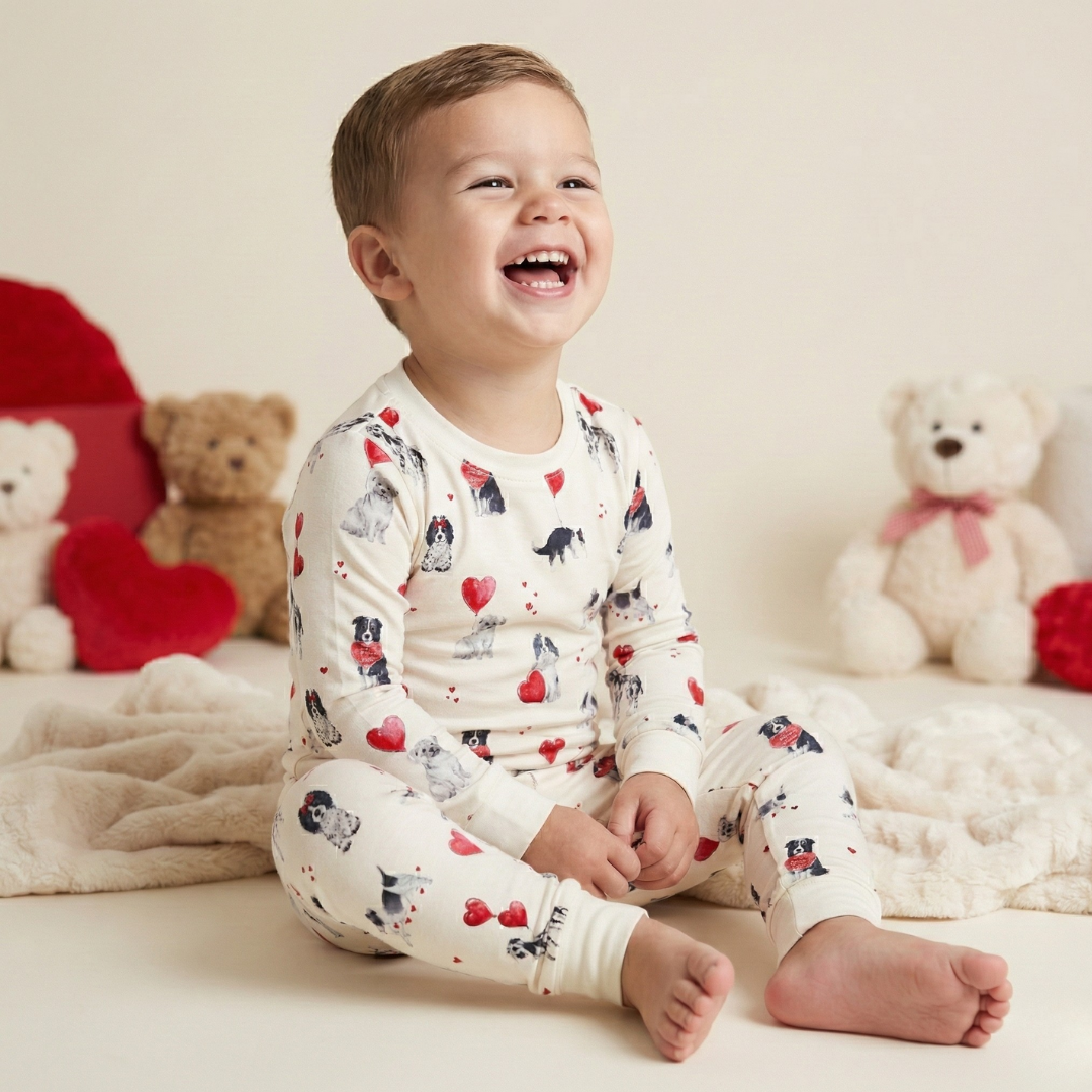 Bamboo Two-Piece Pajama Puppy Valentine