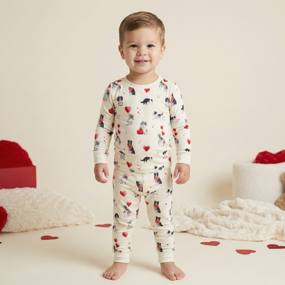 Bamboo Two-Piece Pajama Puppy Valentine