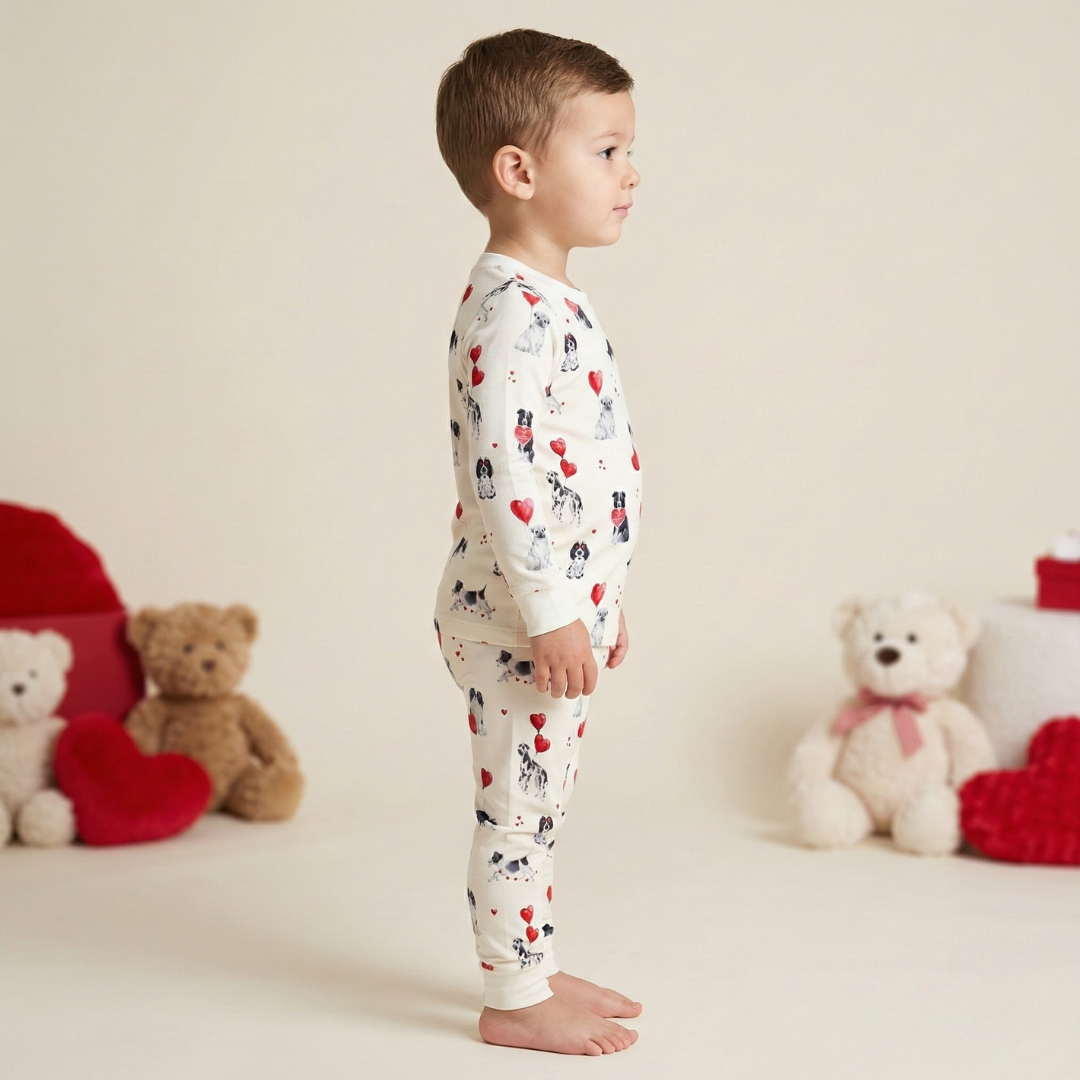 Bamboo Two-Piece Pajama Puppy Valentine
