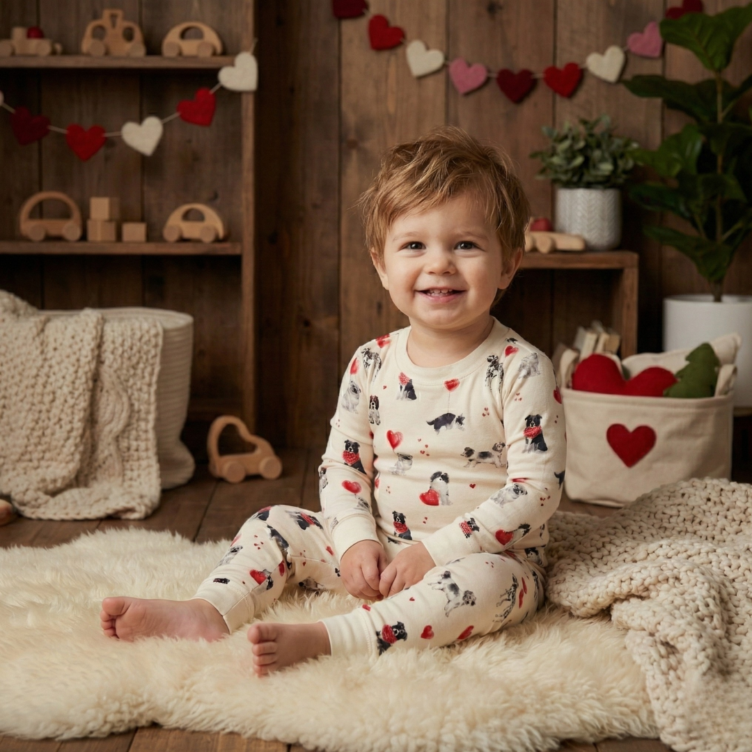Bamboo Two-Piece Pajama Puppy Valentine