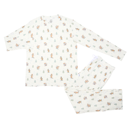 Men's Adult Bamboo Two-Piece Pajama Ski Pups