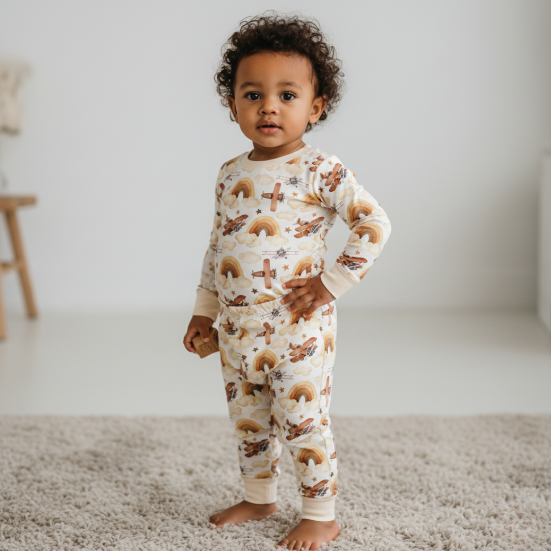 Bamboo Two-Piece Pajama Neutral Skies