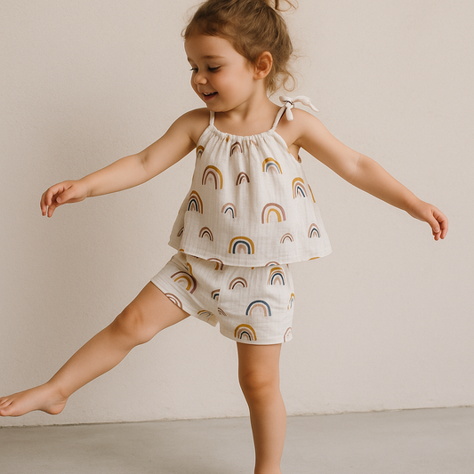 Organic Cotton Tie-Top Set Earthy Rainbows