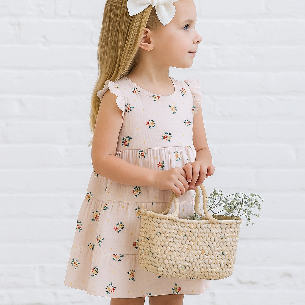 Organic Cotton Muslin Sleeveless Tiny Blooms Dress