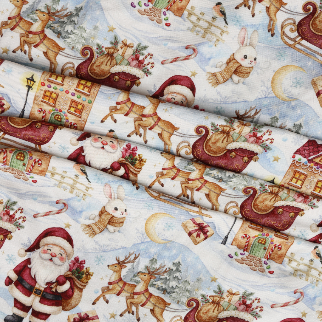 Bamboo Fitted Crib Sheet Santa’s Sleigh