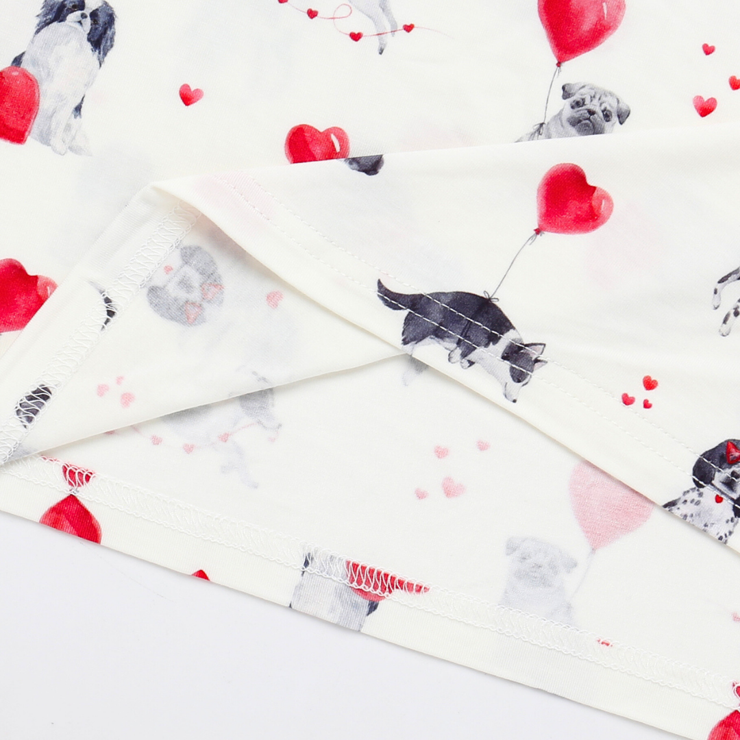 Men's Adult Bamboo Two-Piece Pajama Puppy Valentine
