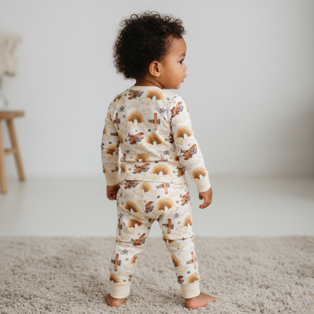 Bamboo Two-Piece Pajama Neutral Skies