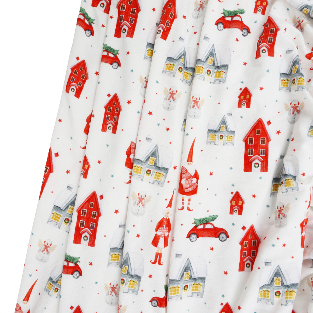 Bamboo Fitted Crib Sheet Christmas Village