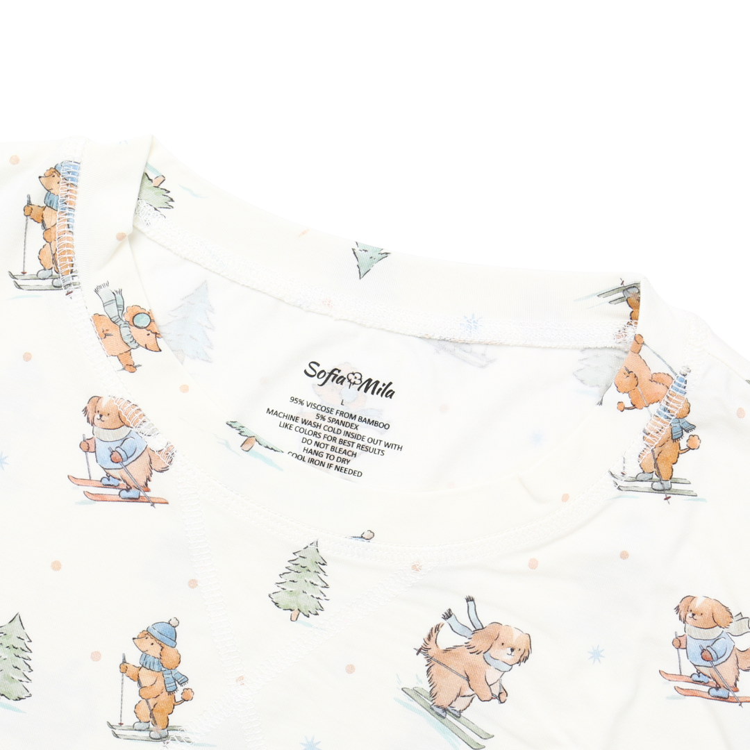 Men's Adult Bamboo Two-Piece Pajama Ski Pups
