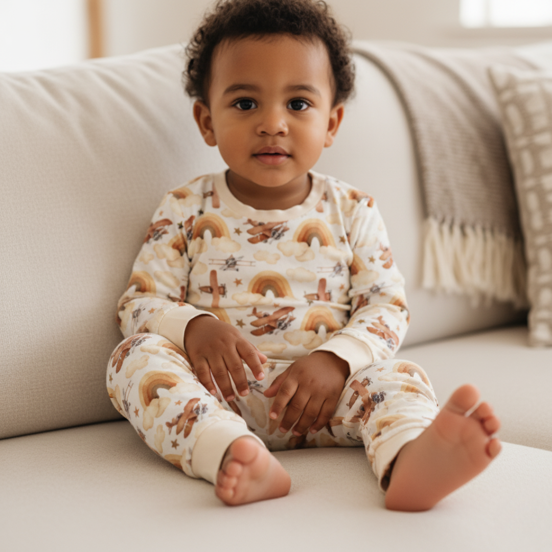 Bamboo Two-Piece Pajama Neutral Skies