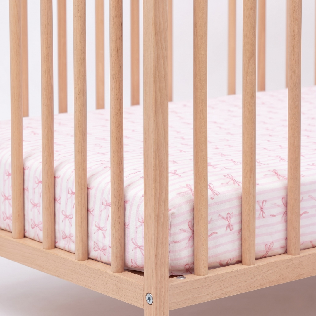 Bamboo Crib Sheet Rosy Ribbon
