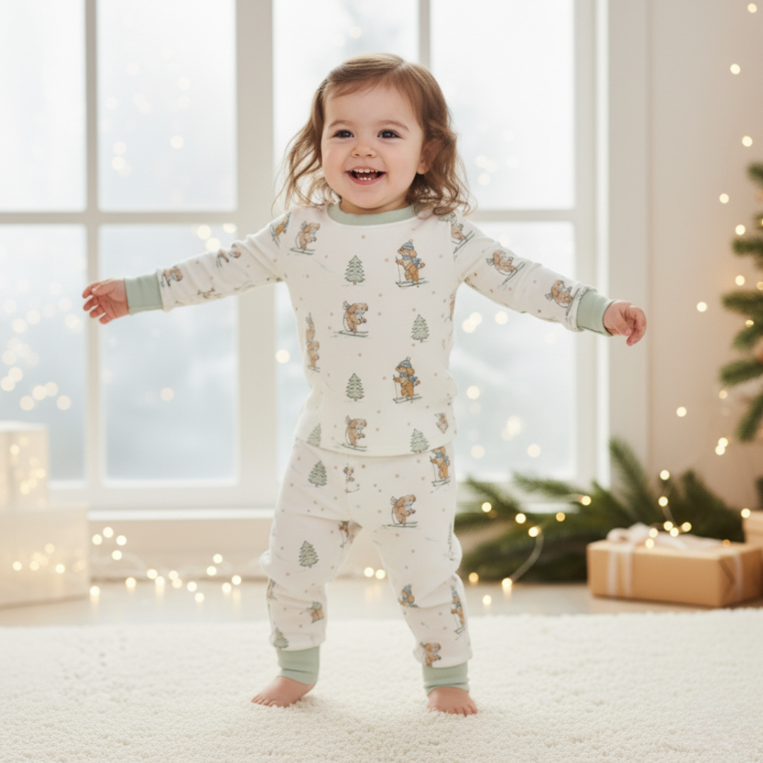 Bamboo Two-Piece Pajama Ski Pups