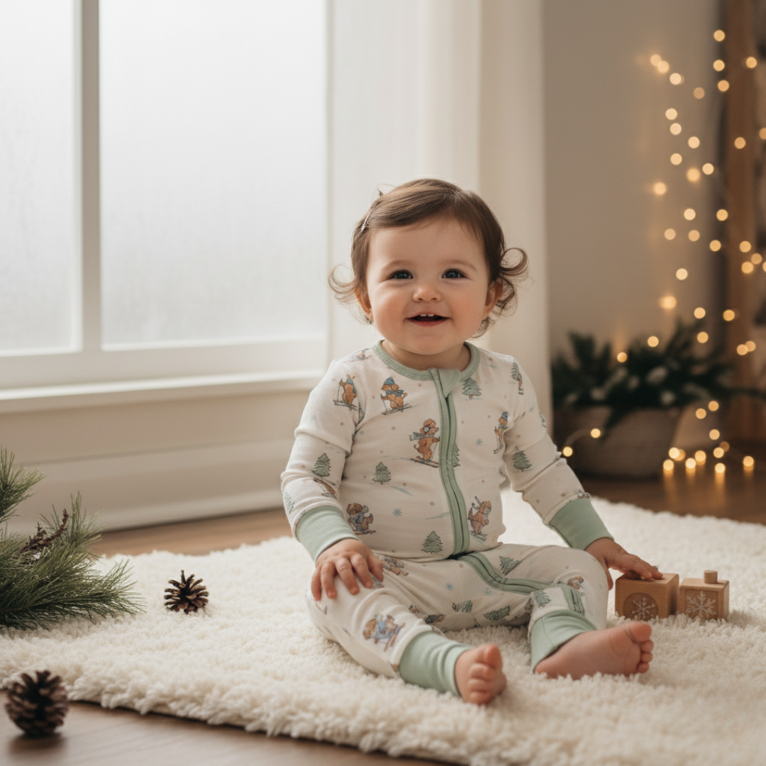 Bamboo Zippy Pajama Ski Pups