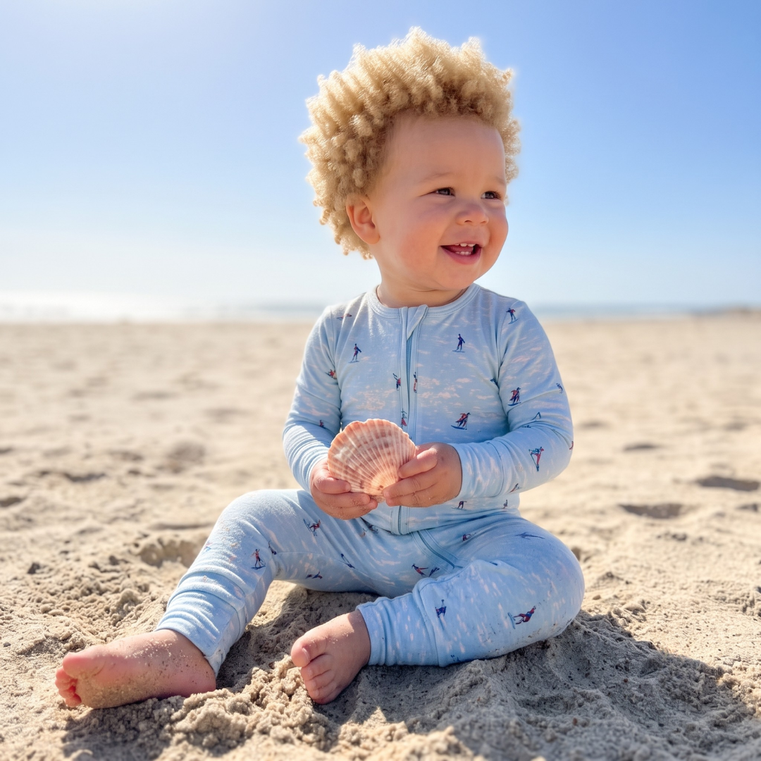 Bamboo Zippy Pajama Wave Riders