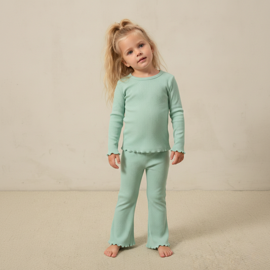 Organic Ribbed Cotton Long Sleeve Lounge Set