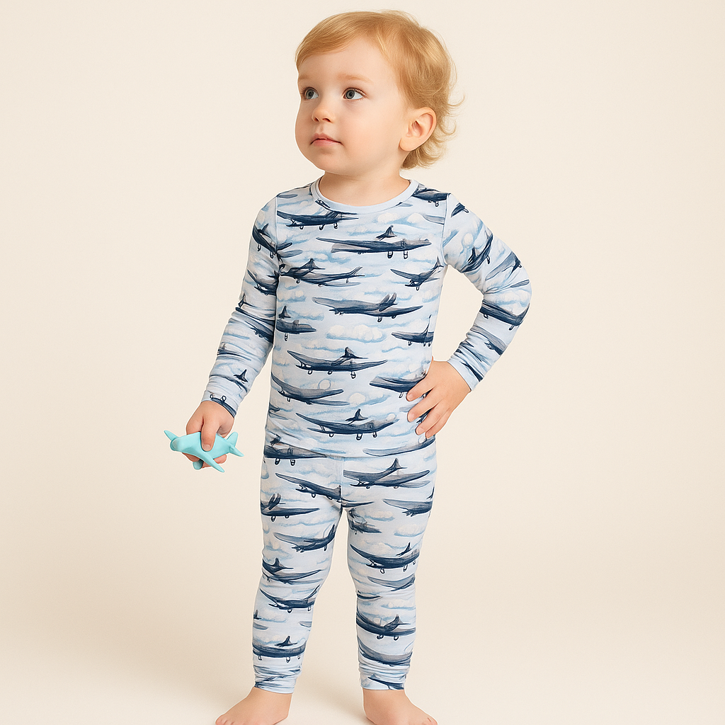 Bamboo Two-Piece Pajama Airplane
