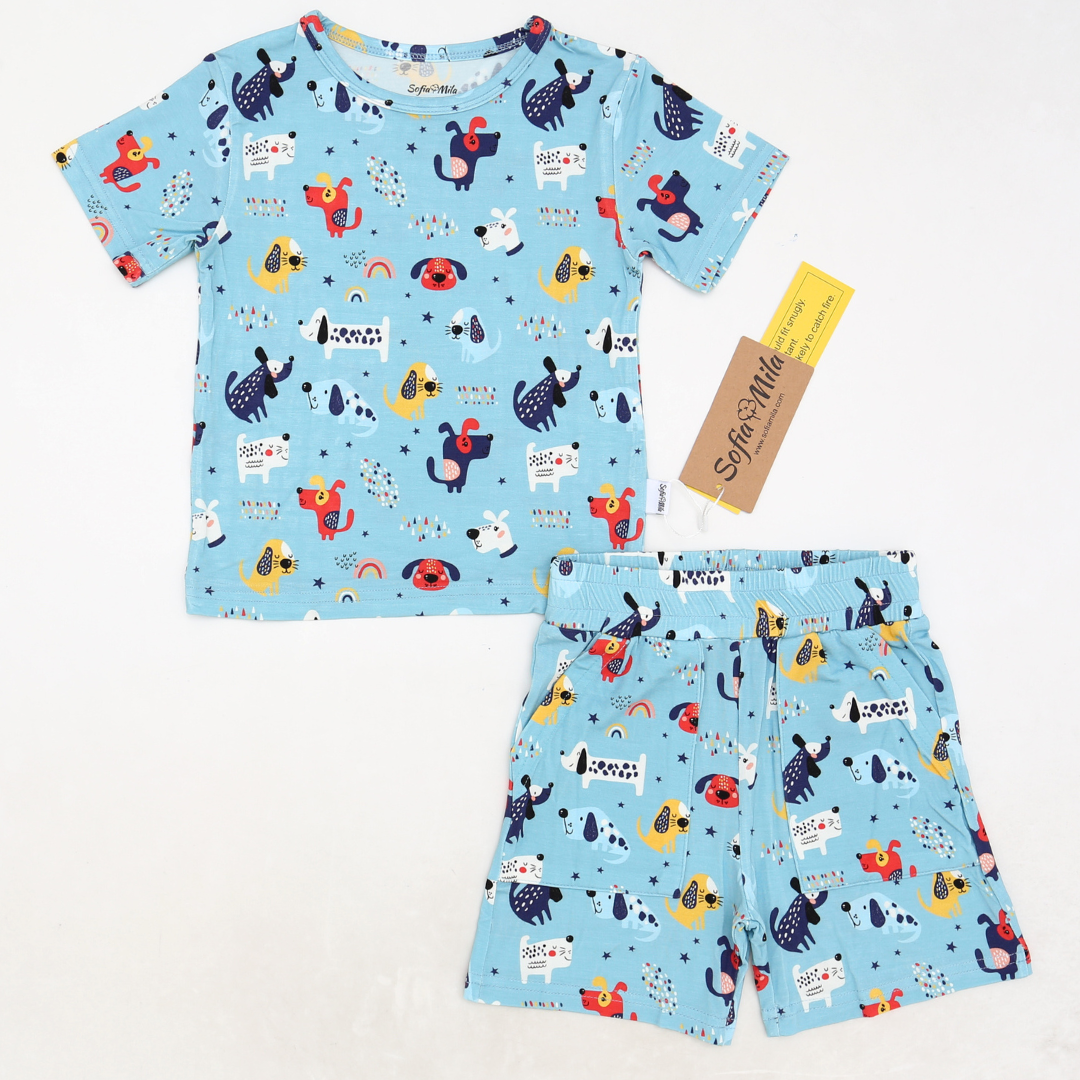 Bamboo Short Sleeve Two-Piece Set Puppy Parade