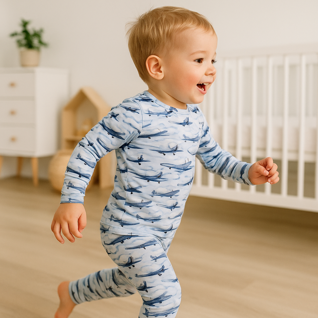 Bamboo Two-Piece Pajama Airplane