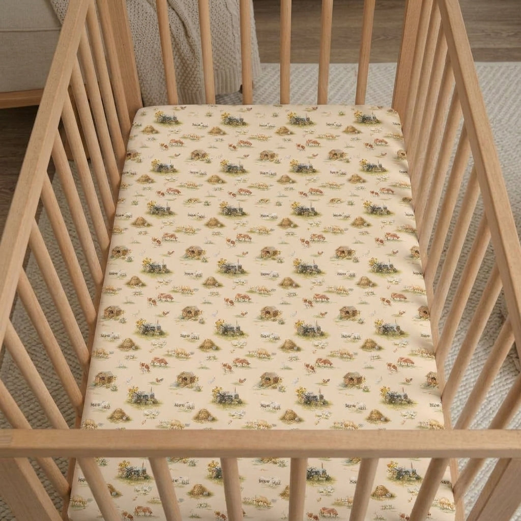 Bamboo Fitted Crib Sheet Country Farm