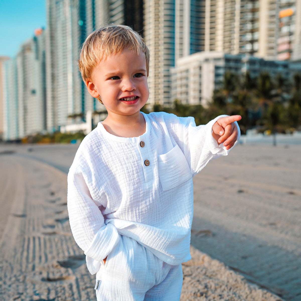 Organic Cotton Muslin Long Sleeve Top and Bottom Set - SofiaMila