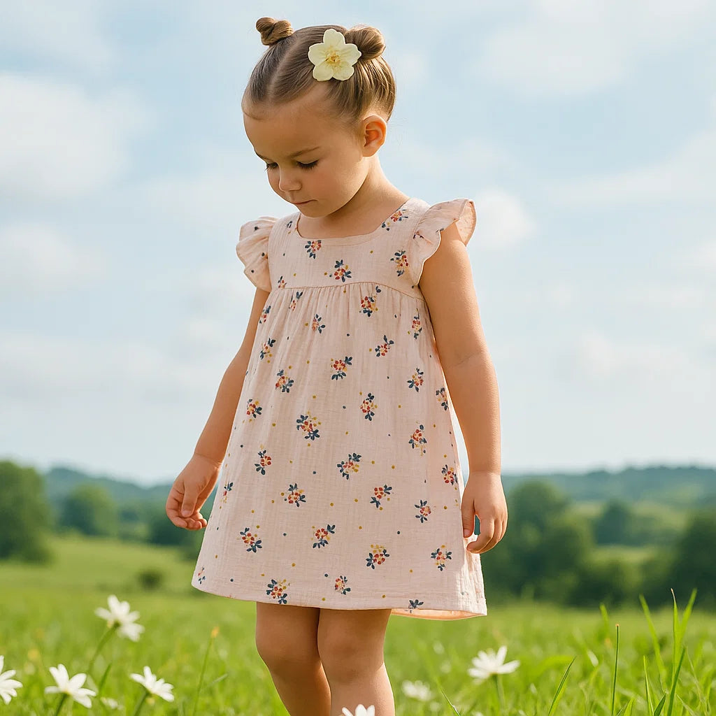 Organic Cotton Muslin Sleeveless Tiny Blooms Dress