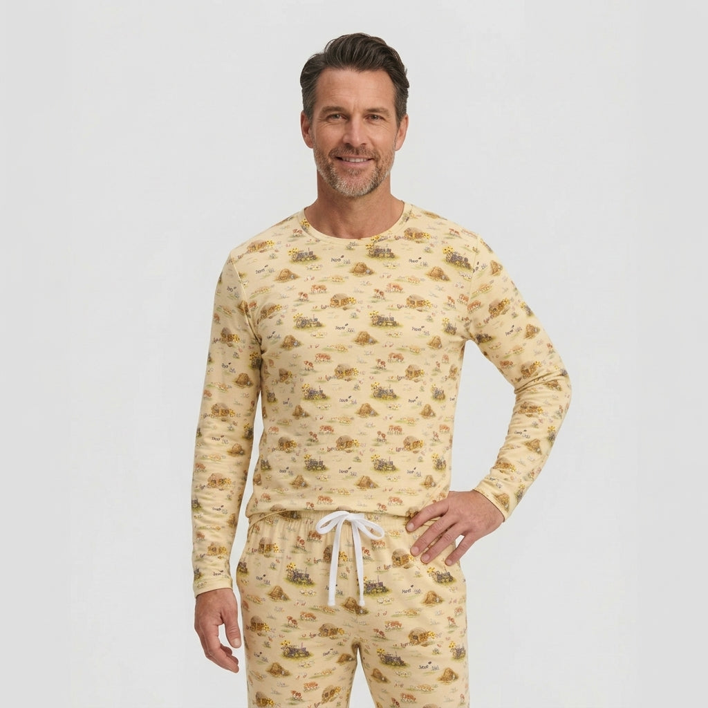 Unisex Adult Bamboo Pajama Set Country Farm