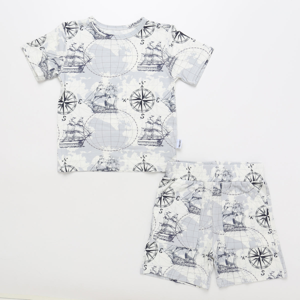Bamboo Short Sleeve Two-Piece Set Sailor