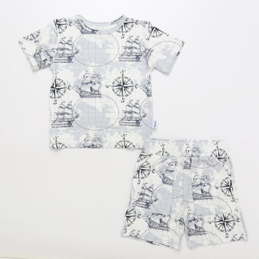 Bamboo Short Sleeve Two-Piece Set Sailor
