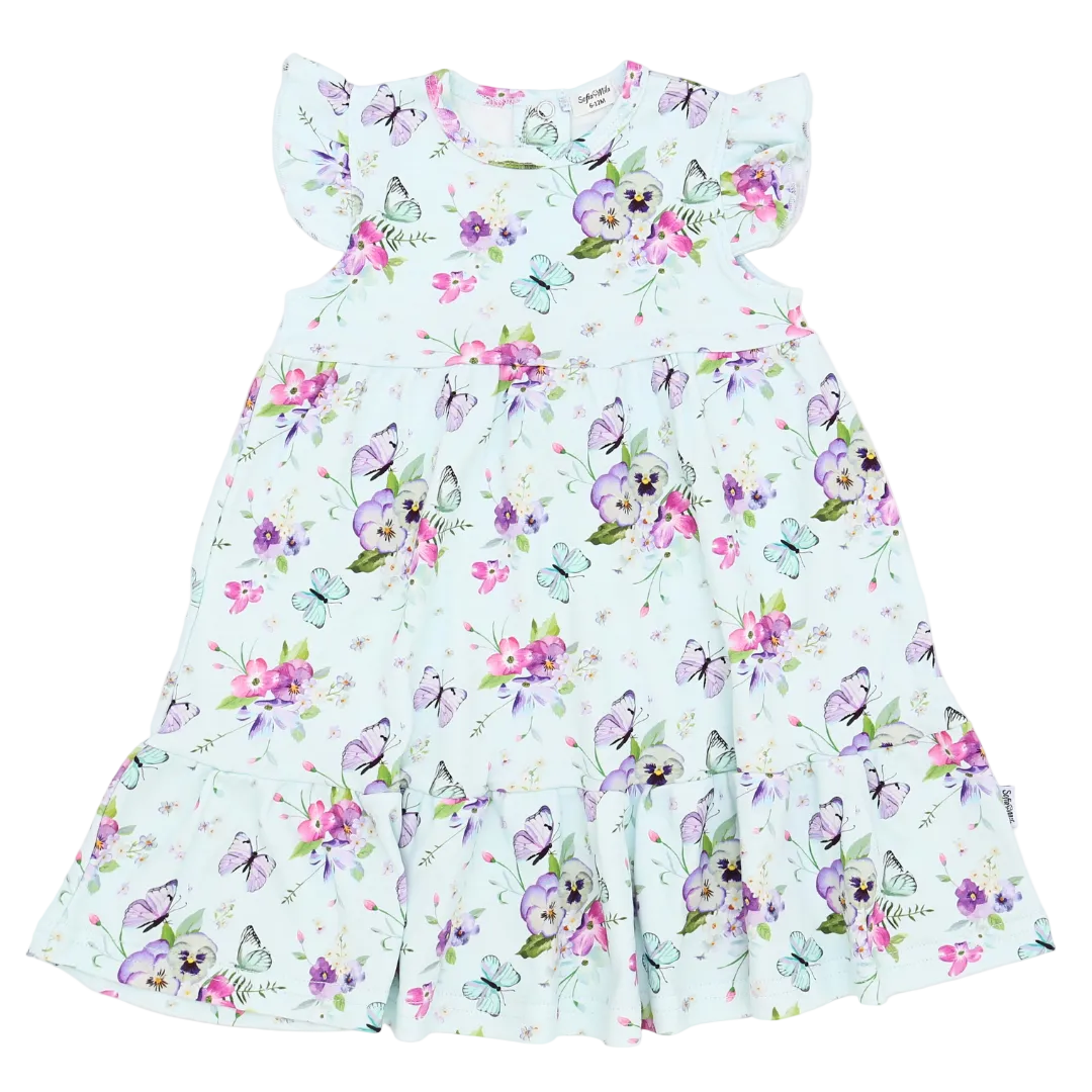 Organic Cotton Ruffle Sleeveless Dress Butterfly Garden