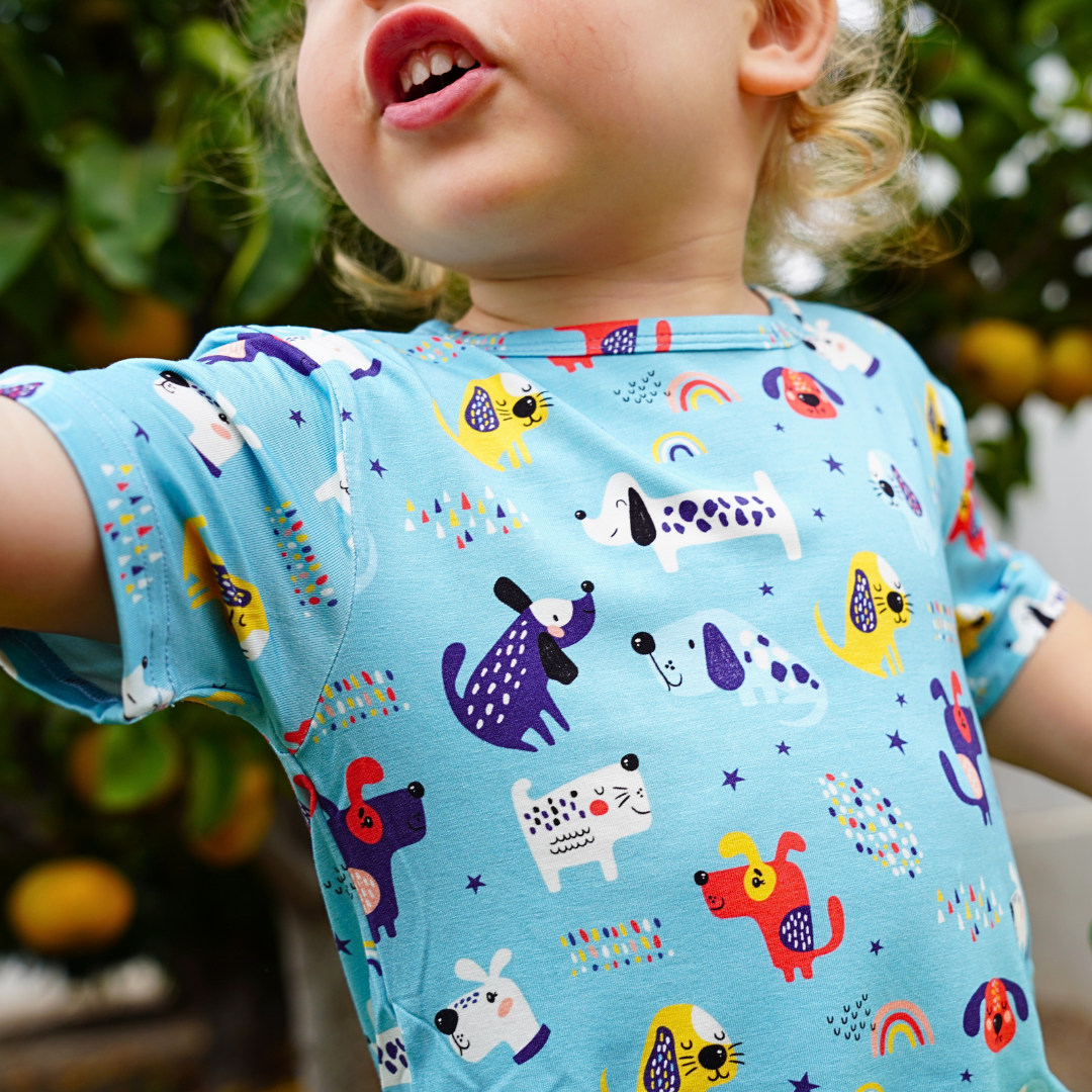 Bamboo Short Sleeve Two-Piece Set Puppy Parade