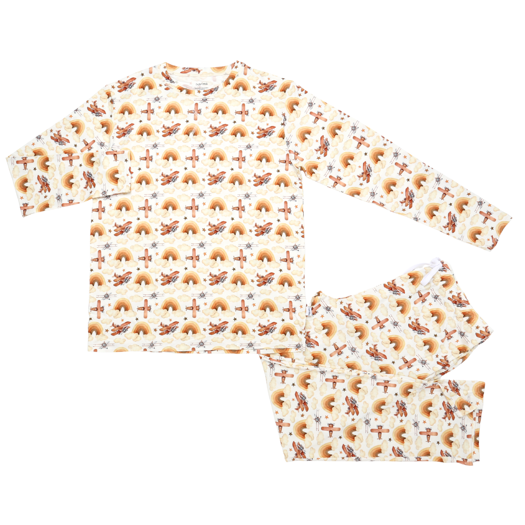 Men's Adult Bamboo Two-Piece Pajama Neutral Skies